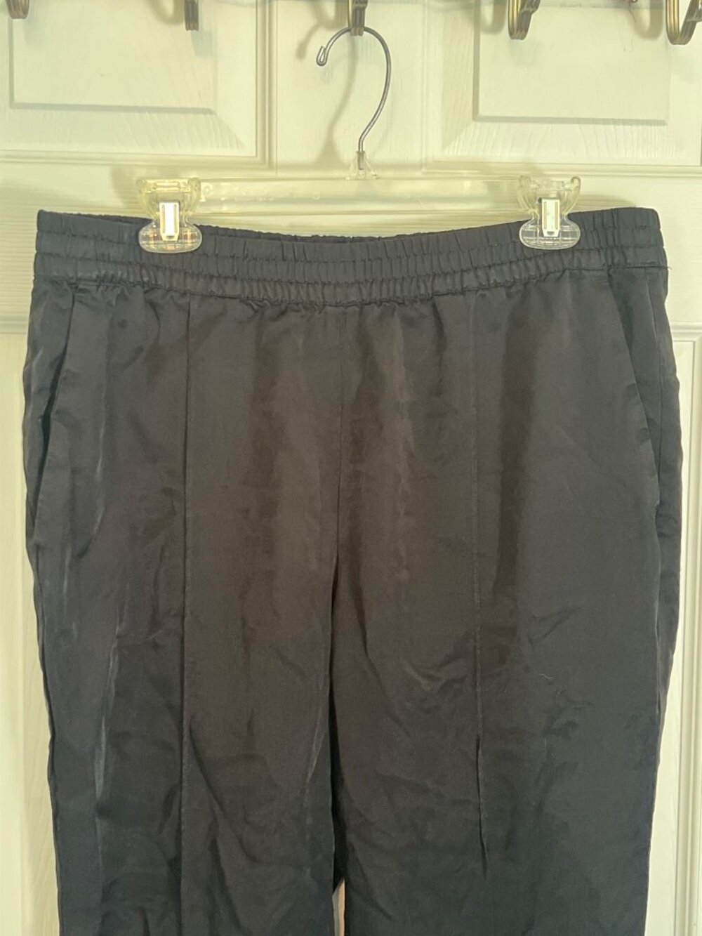 Banana Republic Black Pull On High Rise Satin Dress Pants Women's Large - Picture 2 of 5